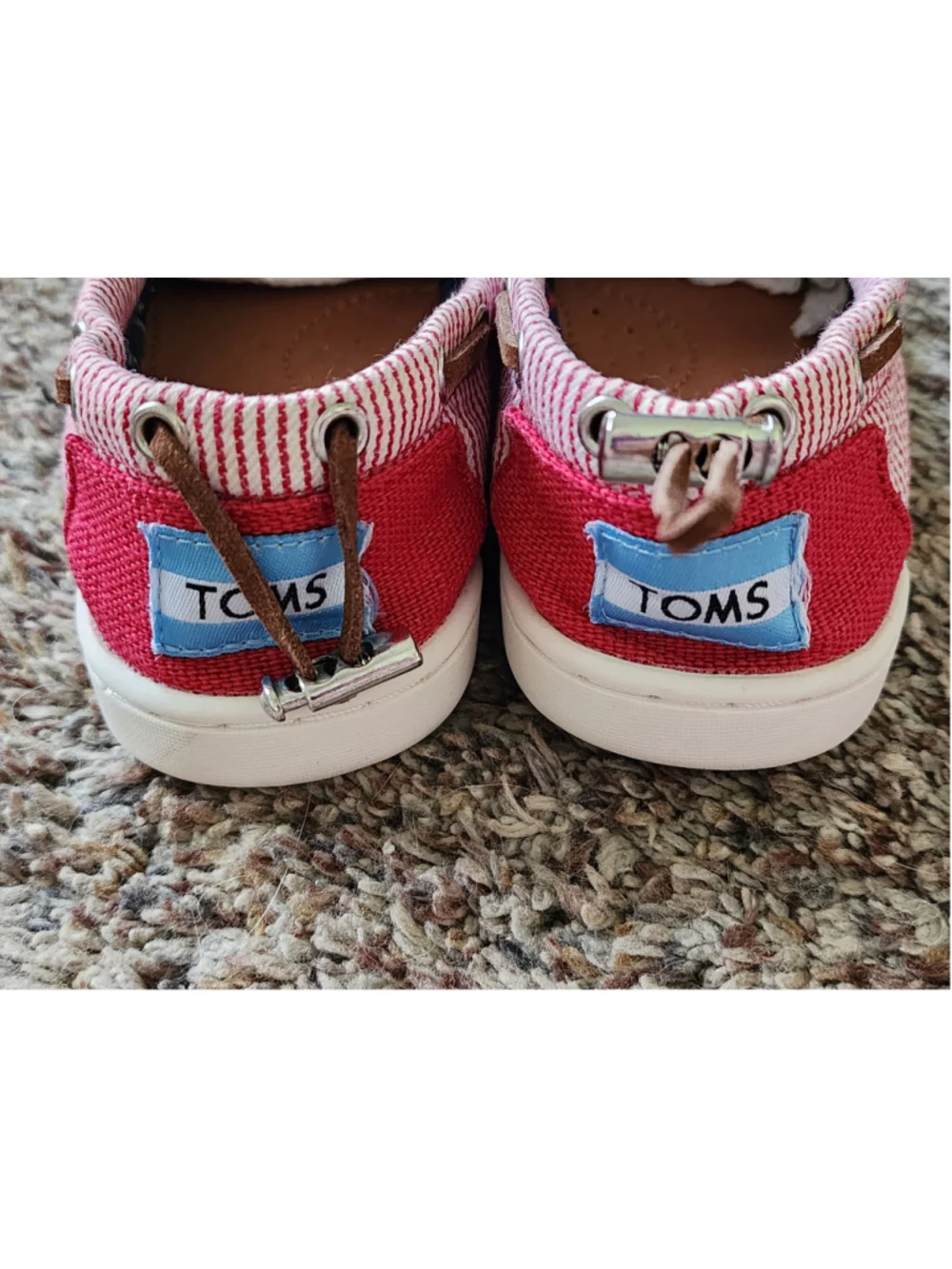 TOMS Youth 13 Bimini‎ Nautical Red Striped Canvas Slip On Shoes